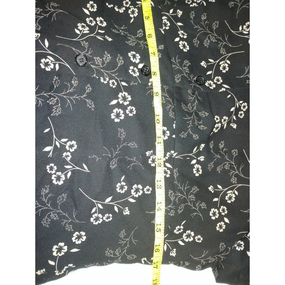 Casual Corner Annex Black White Floral Maxi Dress Sweetheart Collar Button Vneck - Picture 9 of 12